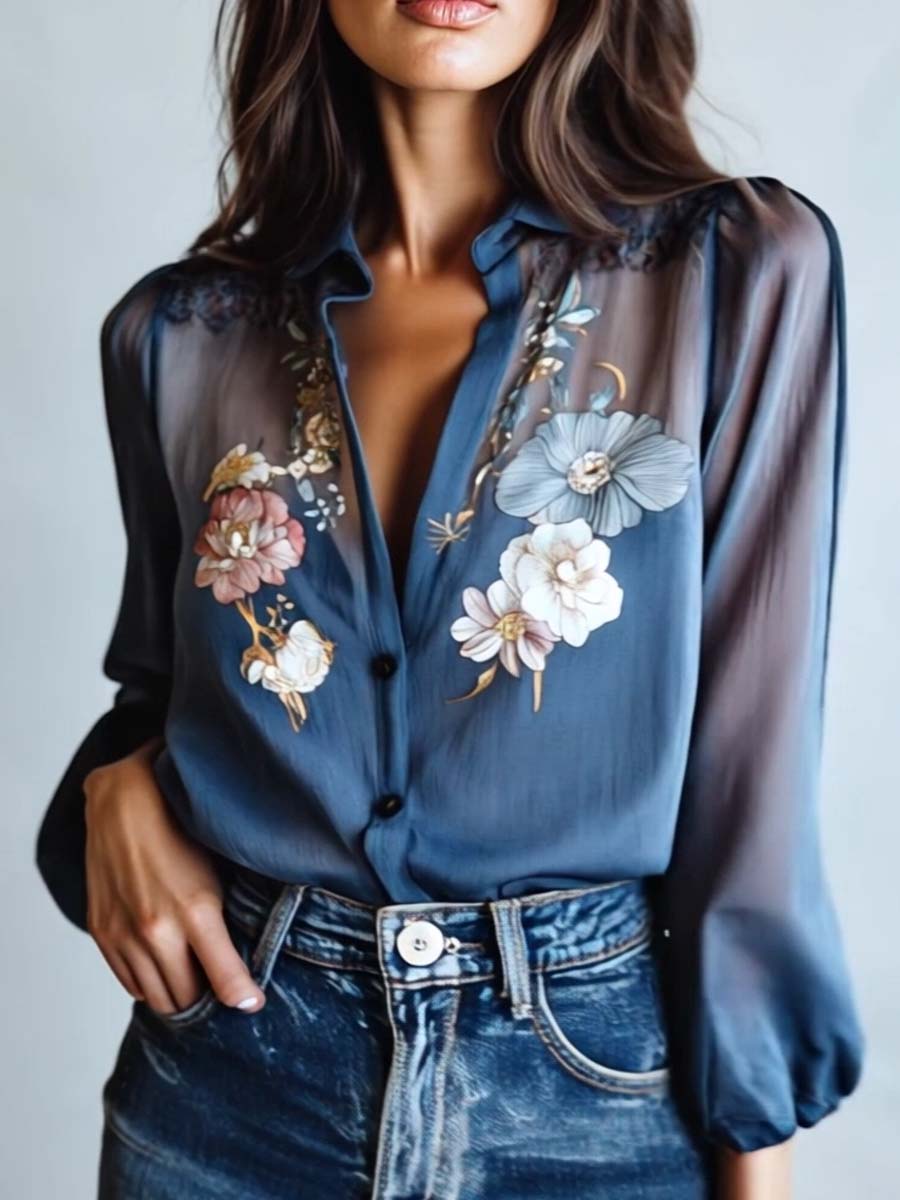 Floral Boho Blouse with Lightweight Breathable Fabric