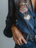 Floral Boho Blouse with Lightweight Breathable Fabric