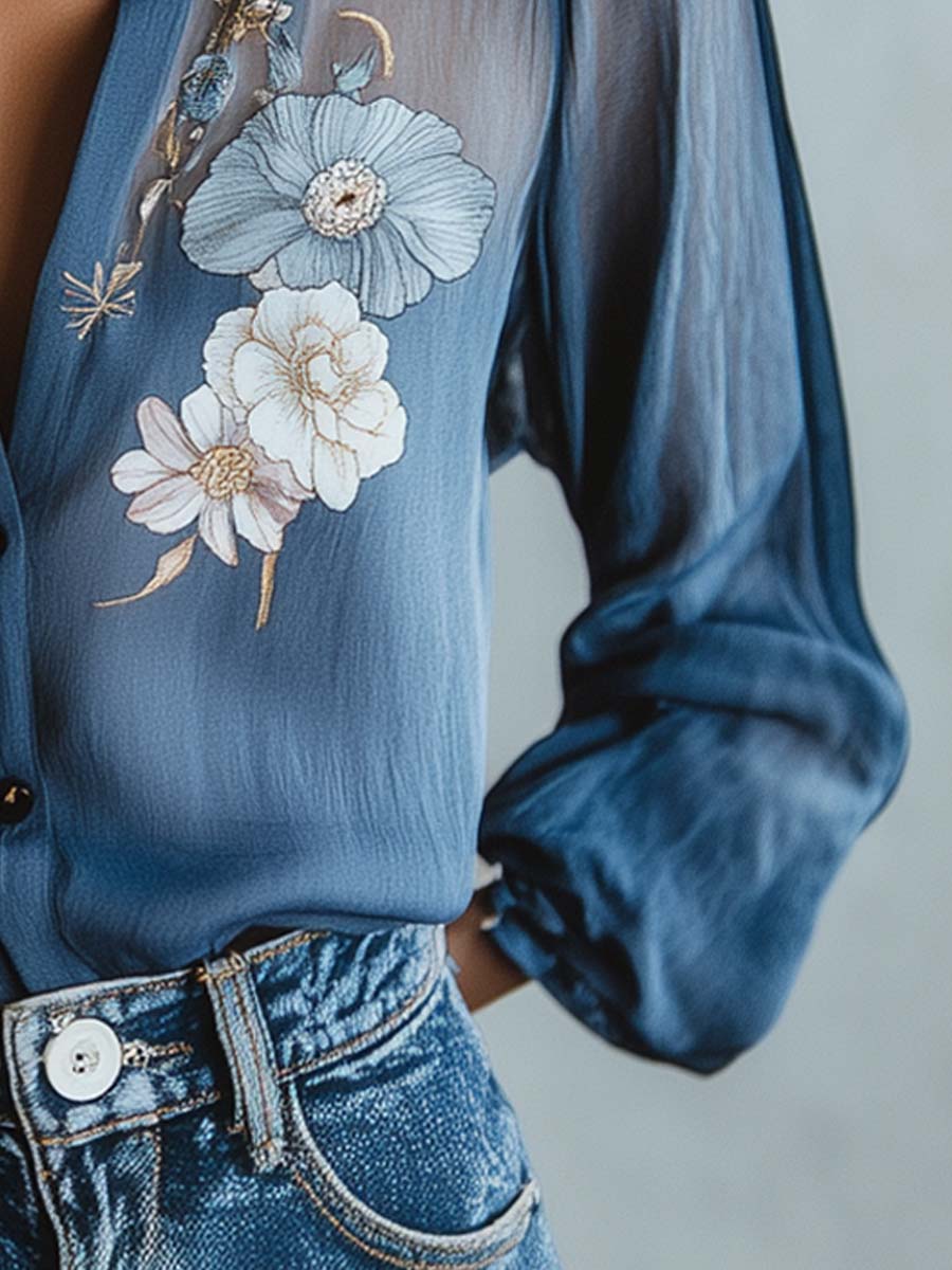 Floral Boho Blouse with Lightweight Breathable Fabric