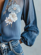 Floral Boho Blouse with Lightweight Breathable Fabric