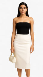 Strapless Bustier Top with a Golden, Shimmering Sheen