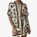 Vestido camisero de estampado boho con un ajuste fluido y regulable