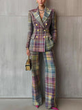 Checked Tailored Suit Set with Sharp Structure