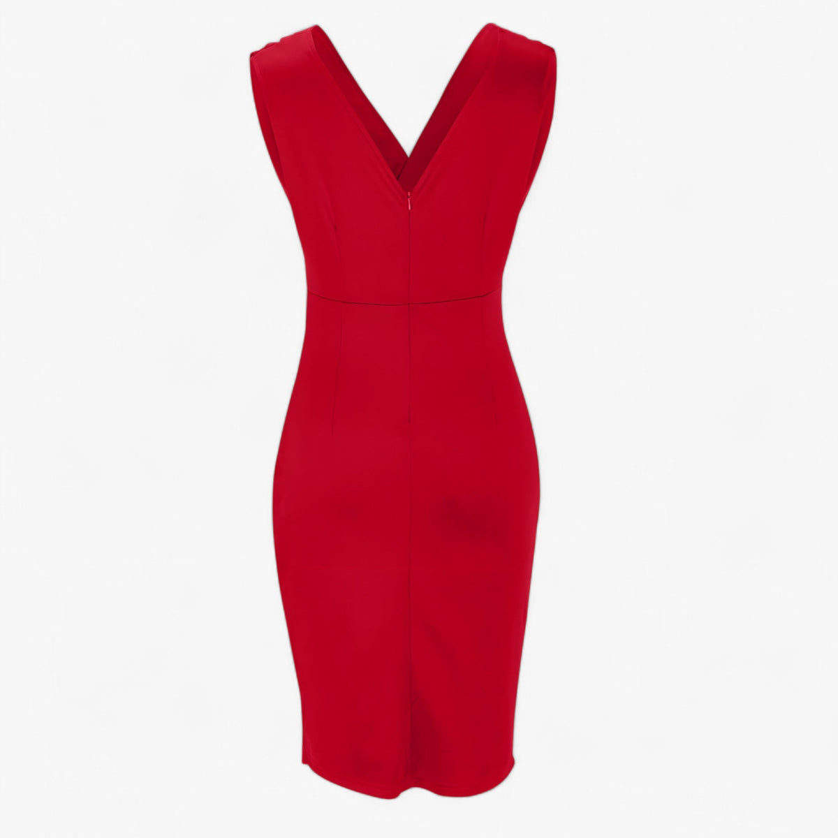 Fitted V-Neck Dress with a Front Slit for Movement