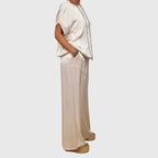 Conjunto de dos piezas refinado con pantalones de pierna ancha