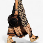 Maxi Boho Skirt with Ikat Print
