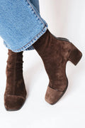 Square Toe Ankle Boots with Block Heel