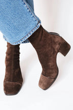 Square Toe Ankle Boots with Block Heel