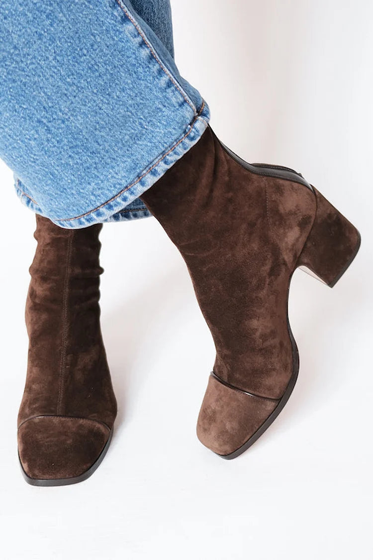Square Toe Ankle Boots with Block Heel