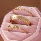 Half Moon Stackable Ring Set with Inlaid Zirconia and Slim Bands