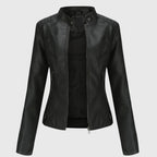 Leather Look Jacket with Classic Cut