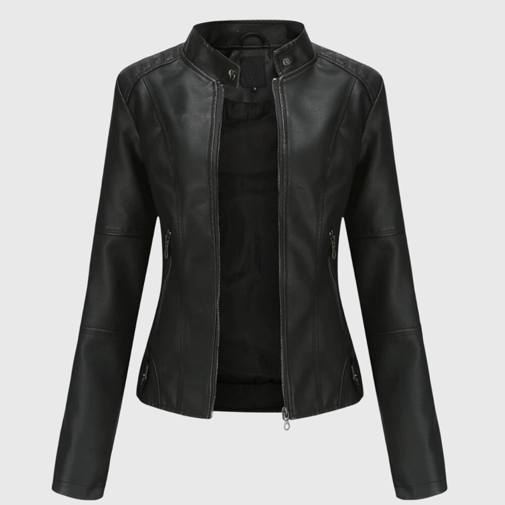 Leather Look Jacket with Classic Cut