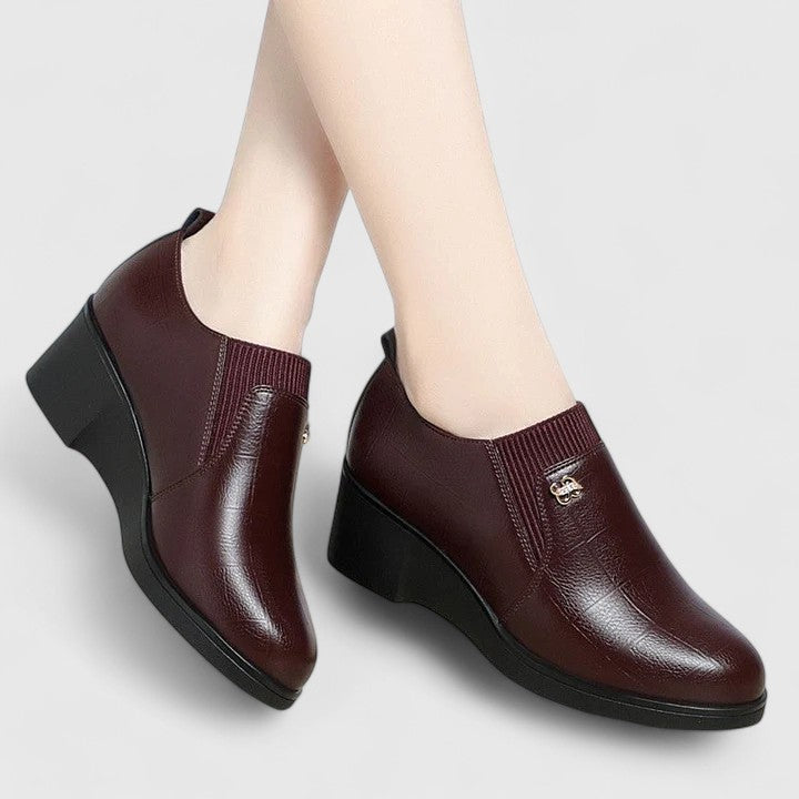 Wedge Heels with Elasticated Panels and Cushioned Footbed