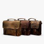 Vintage-style shoulder bag for men with a natural patina