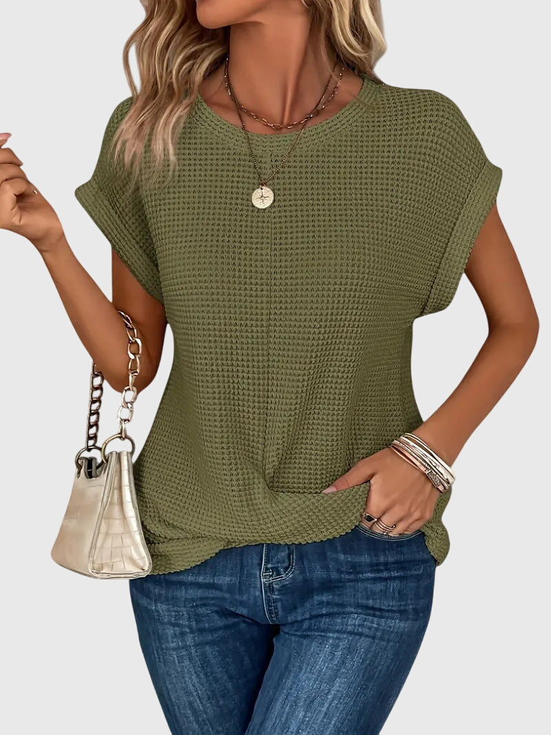 Crew Neck Blouse with Clean Everyday Cut