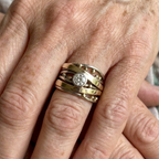 Artisan Inlay Band Ring with Zirconia Accent in Gold Colour