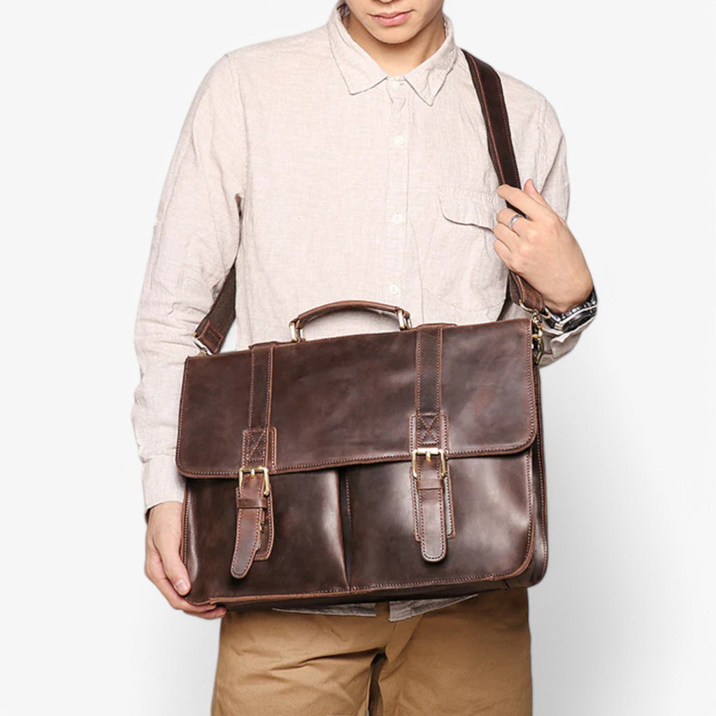 Structured business bag with a padded laptop section