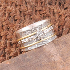 Vintage-Style Turtle Spinner Ring in Silver Colour