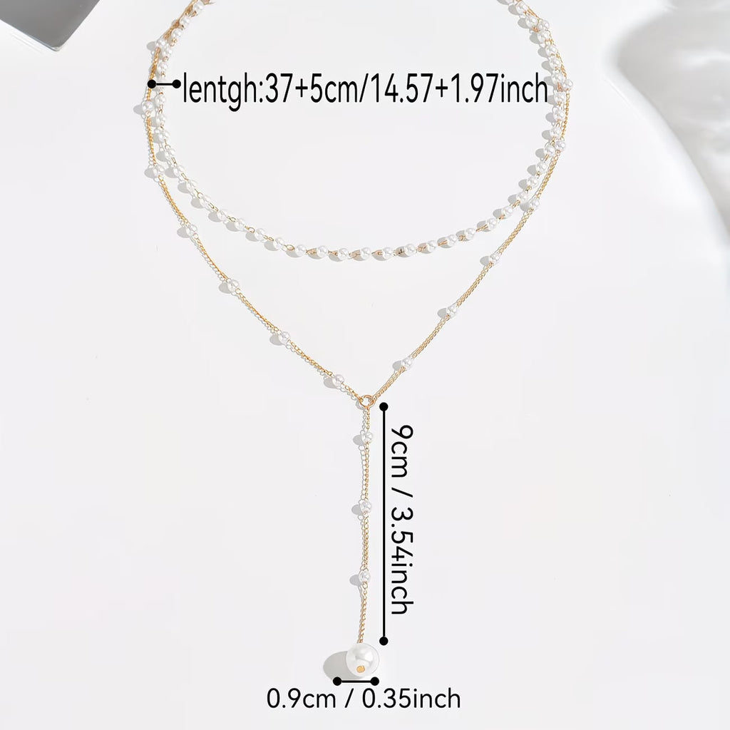 Graduated Faux Pearl Strand Necklace with Classic Drape