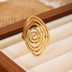 Sculptural Spiral Statement Ring in Gold Colour with Bold Curves
