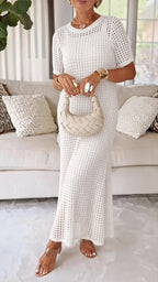 Layered Maxi Dress with Cut-Out Overlay and Slip