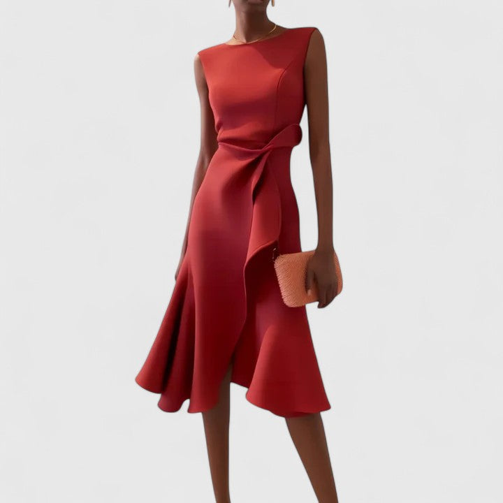 Asymmetric Dress with Modern Draped Cut
