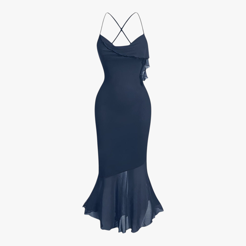 Draped Midi Dress with a Flattering, Flowing Silhouette