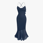 Draped Midi Dress with a Flattering, Flowing Silhouette