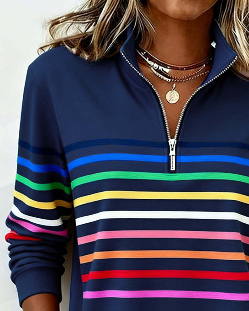 Sweatshirt med halv dragkedja, ståkrage och normal passform