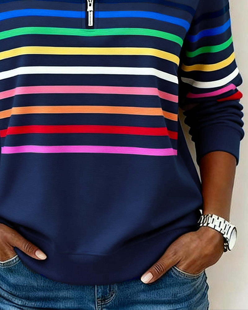 Regular Fit Half Zip Sweatshirt with Stand Collar