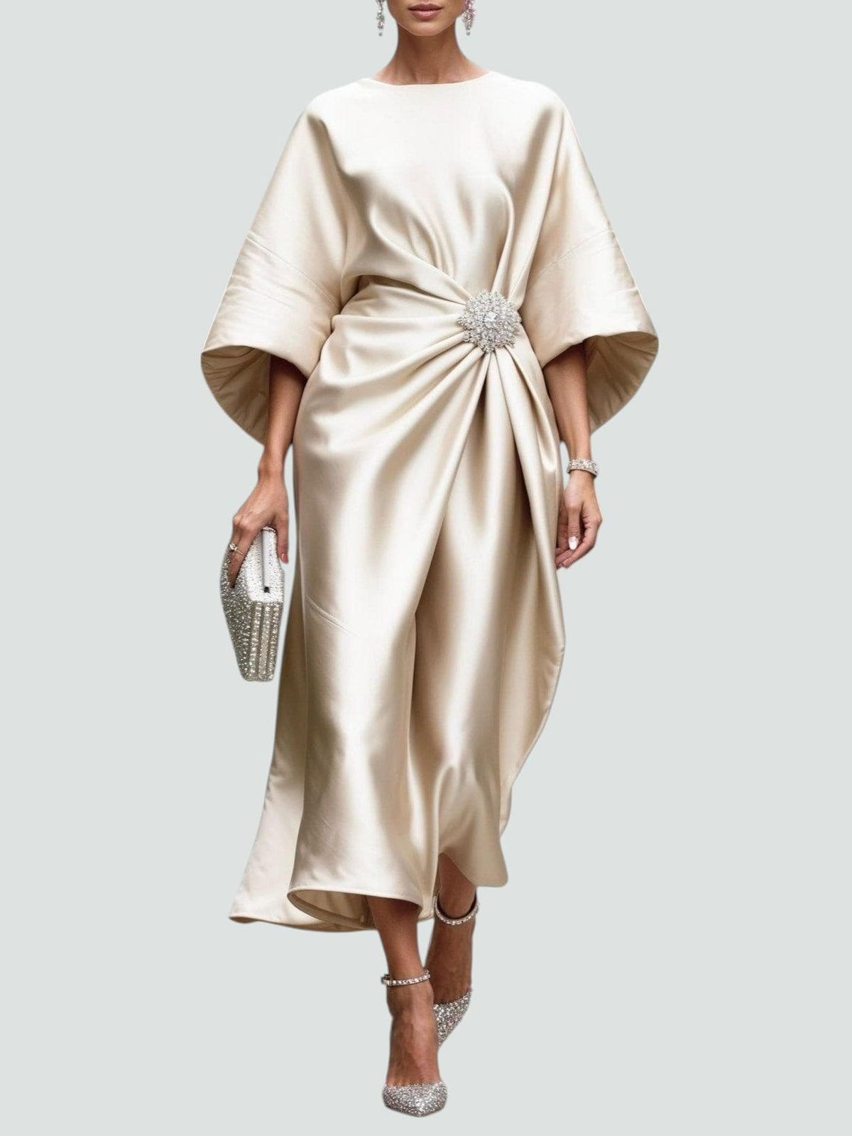 Long Line Dress with Soft Sheen Finish