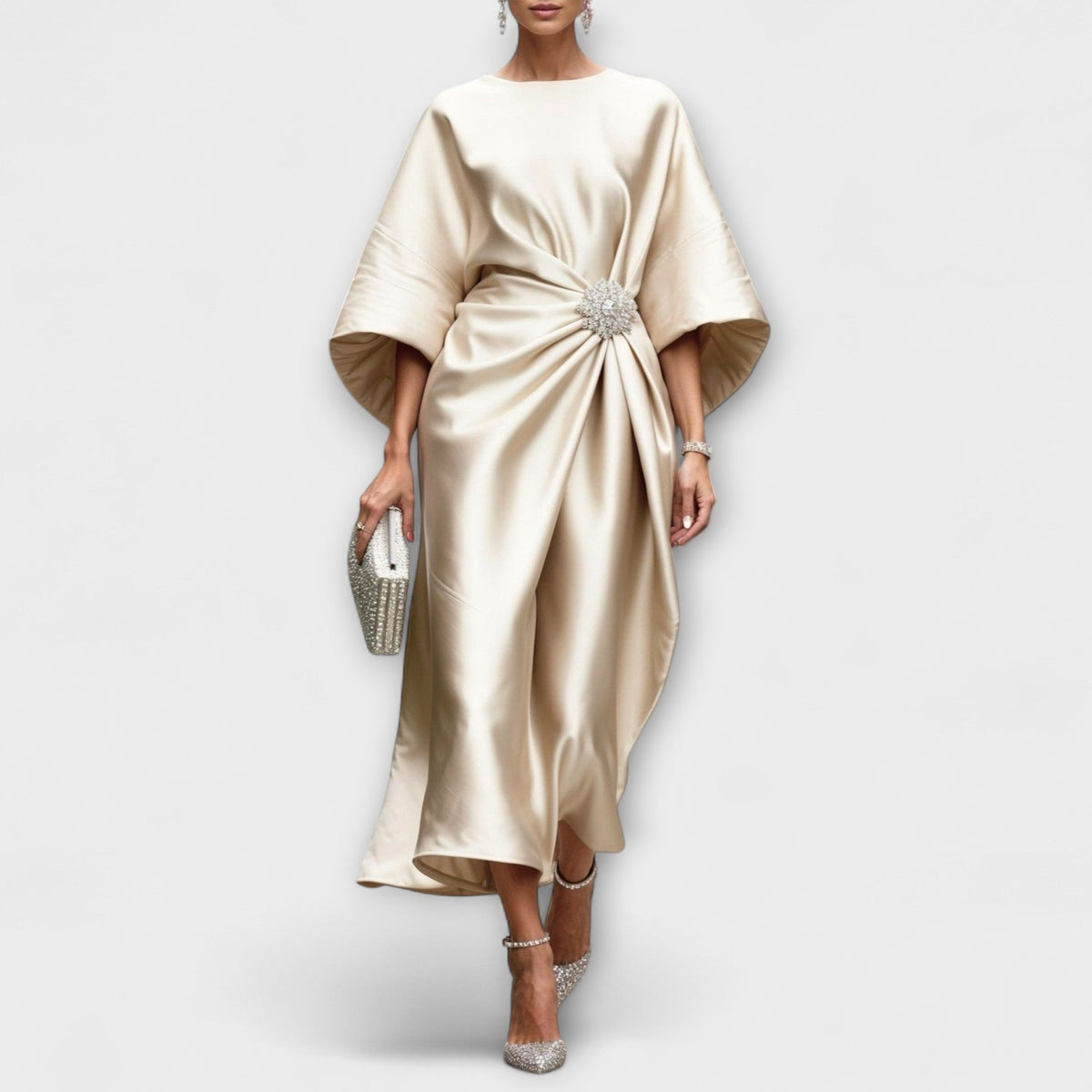 Satin Look Maxi Dress with Elegant Sheen