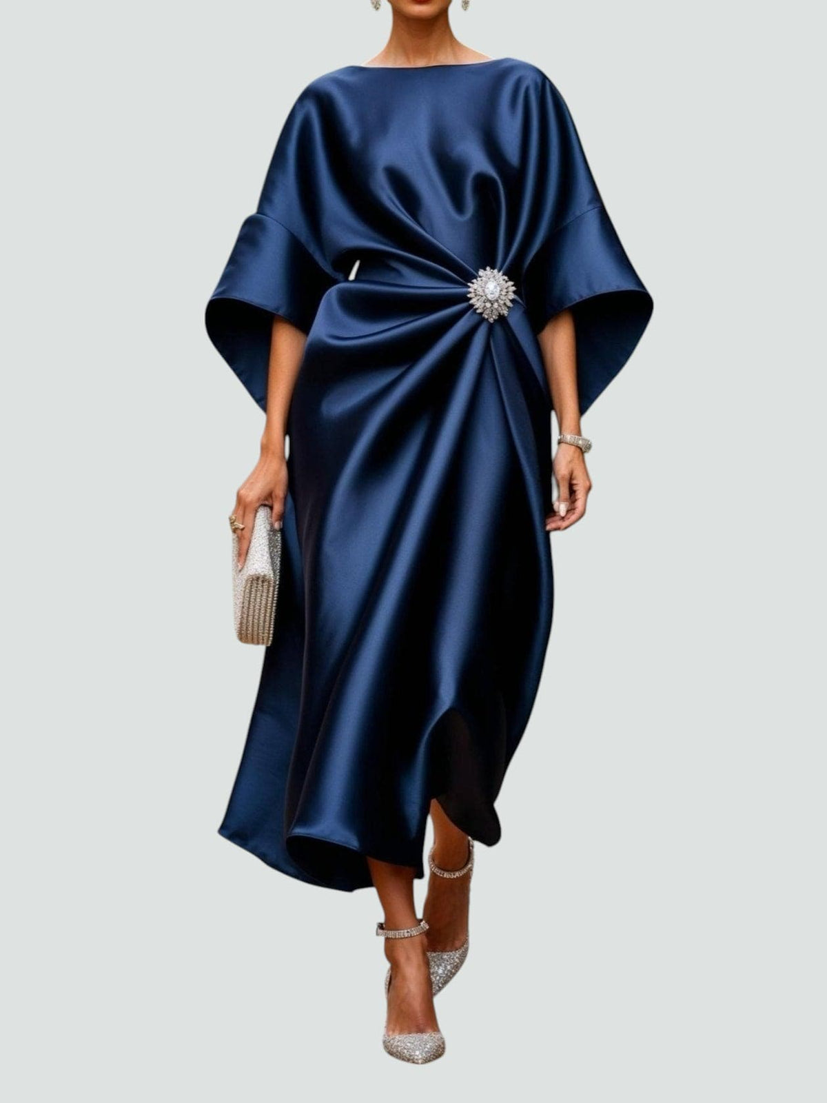 Long Line Dress with Soft Sheen Finish