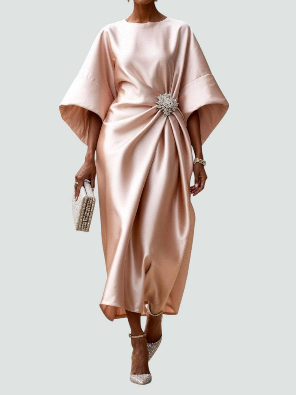 Long Line Dress with Soft Sheen Finish