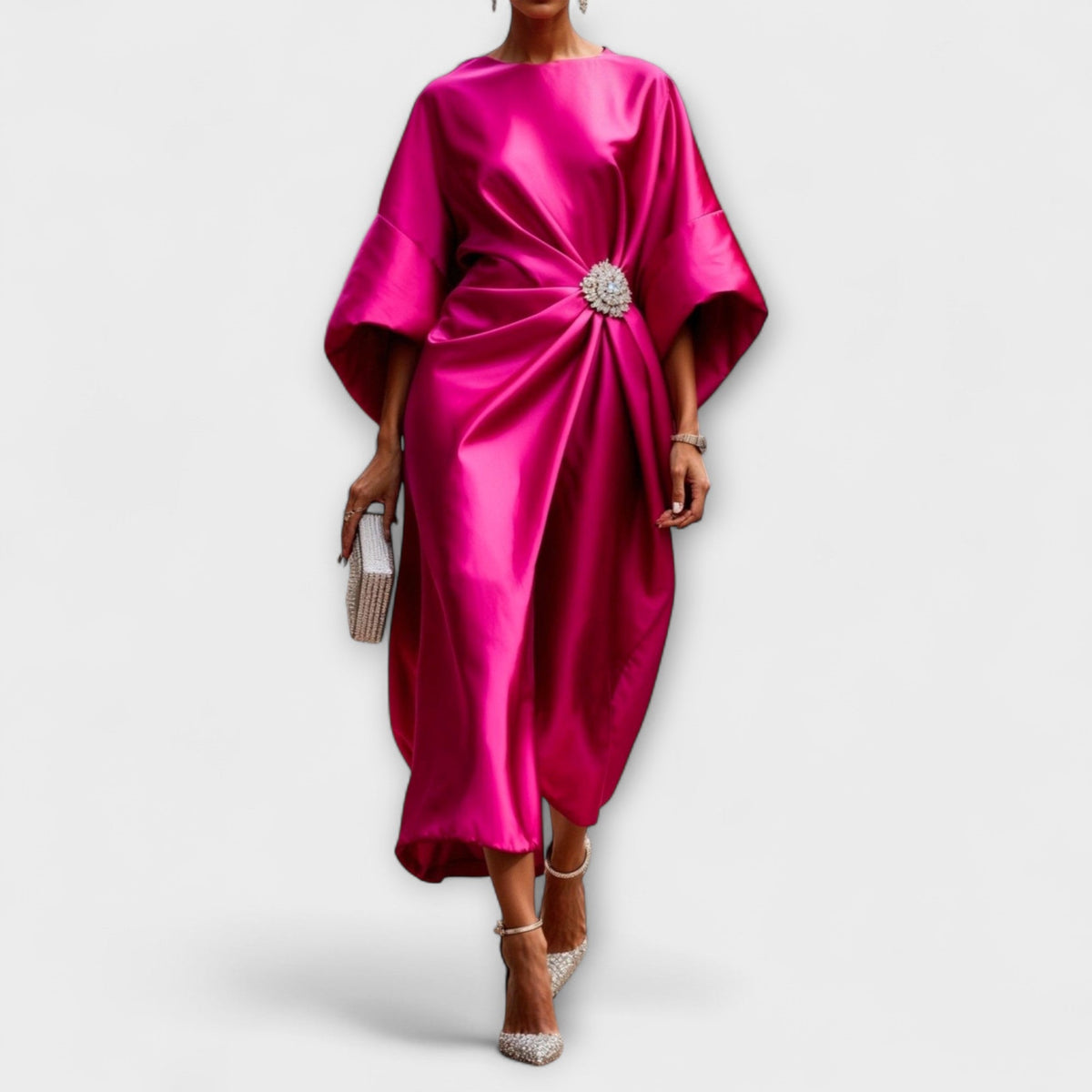 Satin Look Maxi Dress with Elegant Sheen