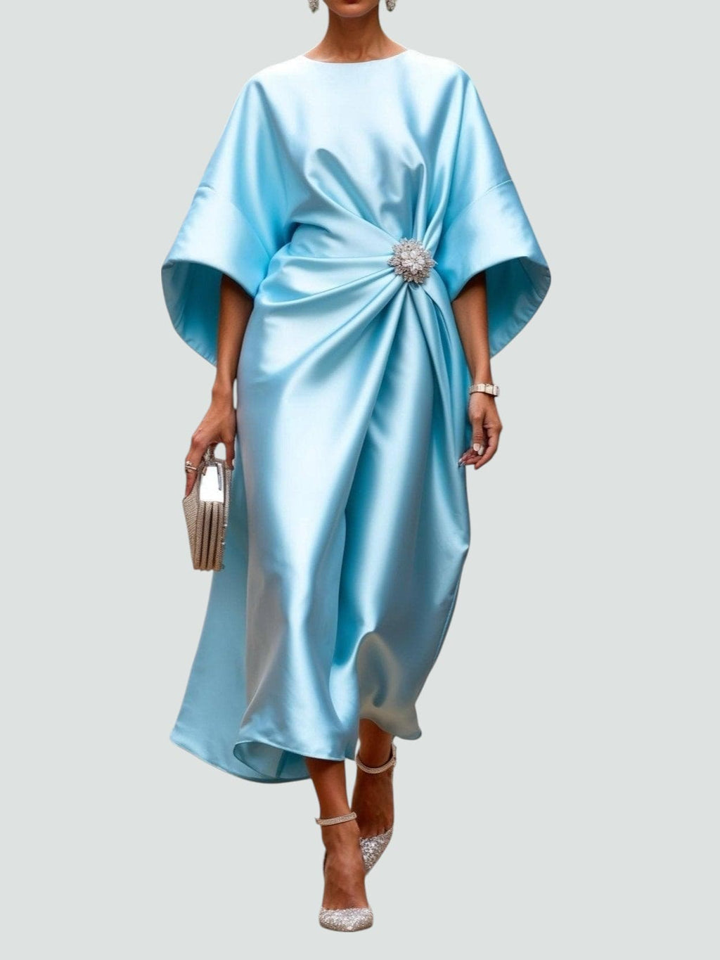 Long Line Dress with Soft Sheen Finish