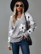 Floral V-Neck Jumper with Cosy Handle