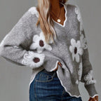 Floral V-Neck Jumper with Cosy Handle