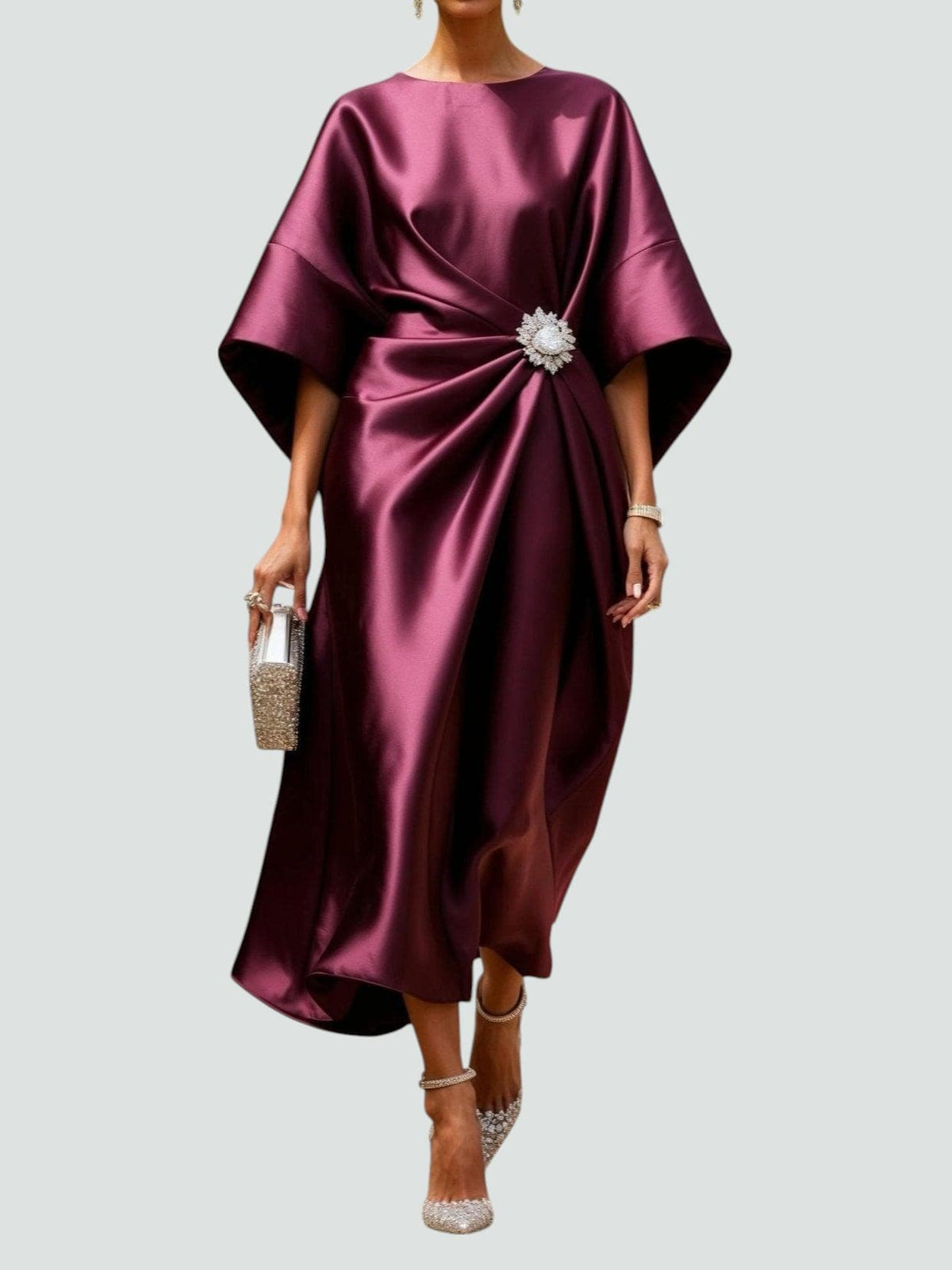 Long Line Dress with Soft Sheen Finish