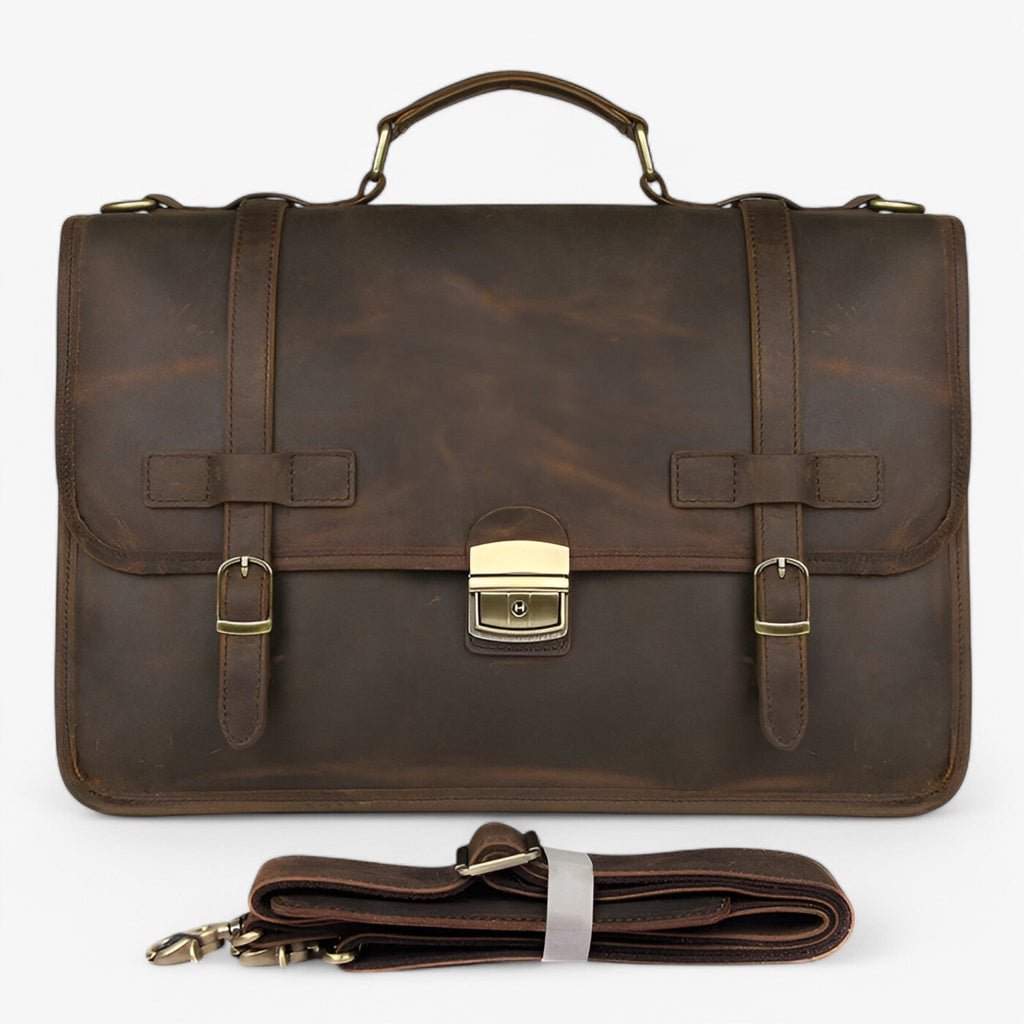 Faux Leather Portfolio Bag with Multiple Compartments for Work