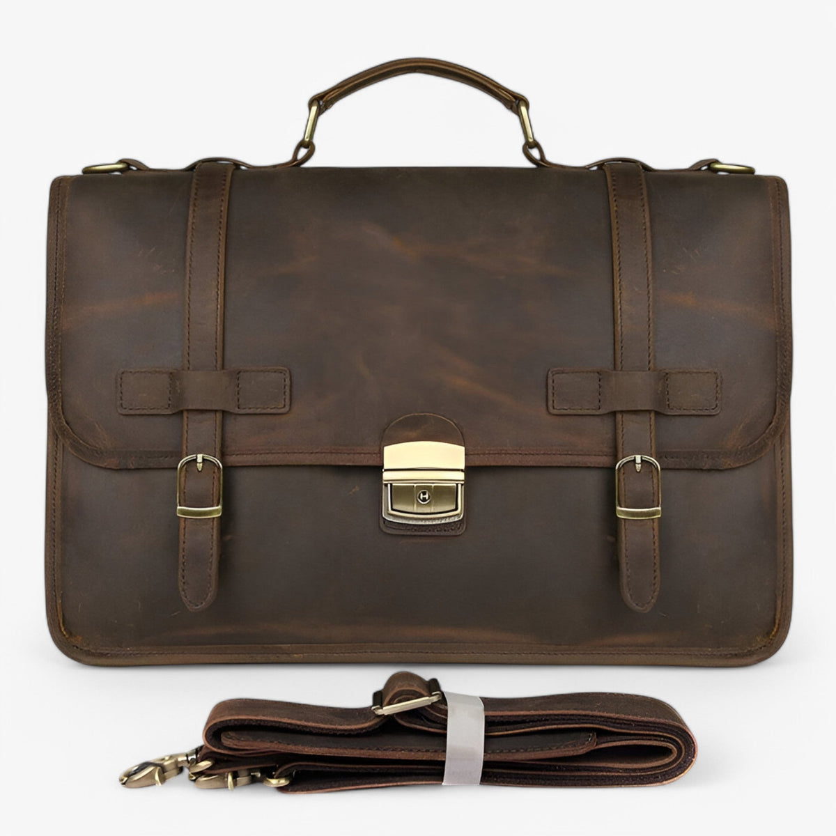 Faux Leather Portfolio Bag with Multiple Compartments for Work