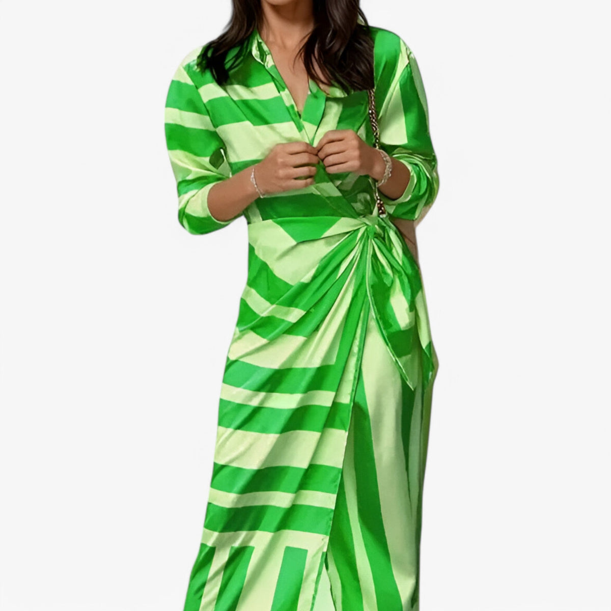 Printed Chiffon Maxi Dress with a Flattering V-Neck