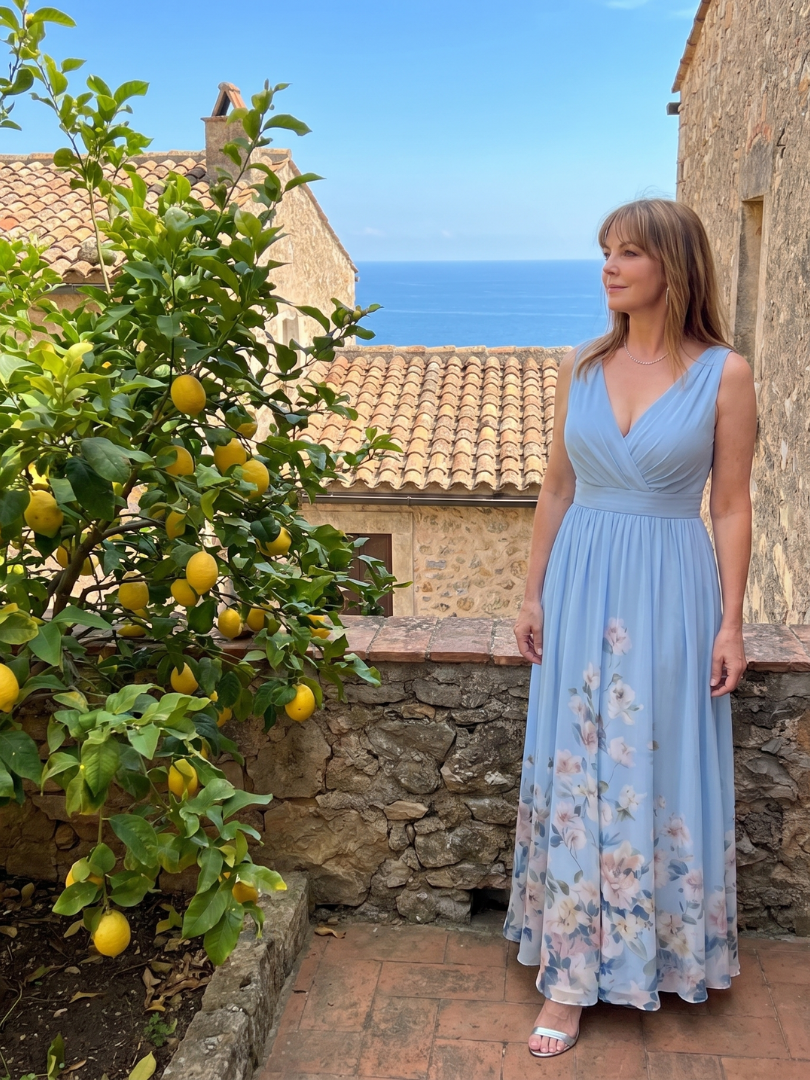 Sleeveless V-Neck Floral Print Midi Dress
