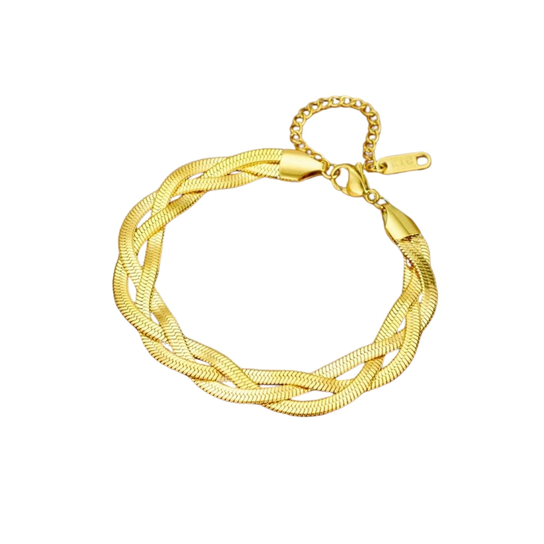 Set med ormkedjearmband och halsband i rostfritt stål