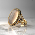 Retro Oval Statement Stone Ring with Setting in Gold Colour