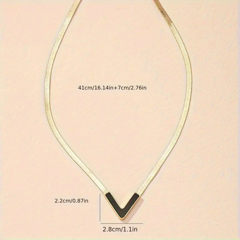 Minimalist V-Shaped Chain Pendant Necklace with Geometric Line