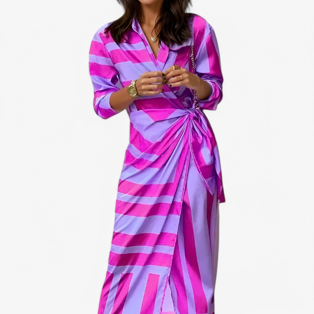 Printed Chiffon Maxi Dress with a Flattering V-Neck