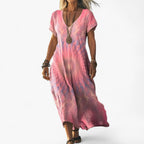 Ombré Gradient Dress with Flared Vintage Skirt