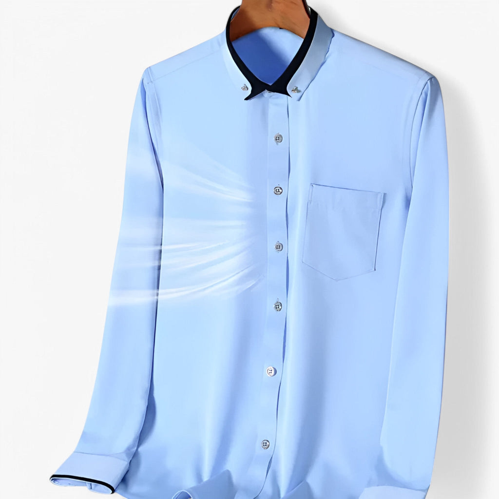 Figursydd finskjorta med button-down-krage och manschetter