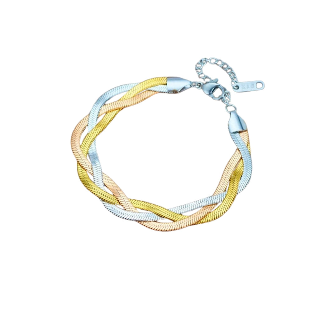 Set med ormkedjearmband och halsband i rostfritt stål